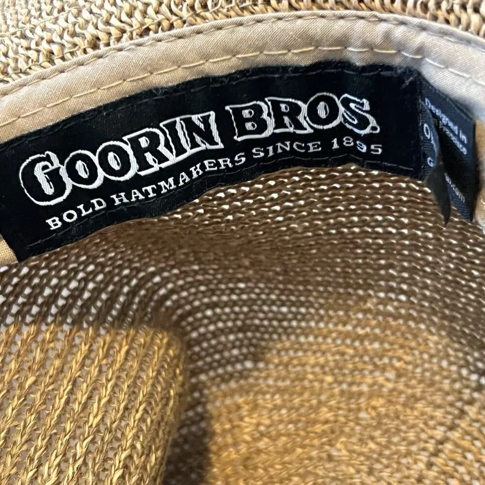 Goorin Bros Straw Sun Hat Tan Camel Wide Brim Rancher Fedora One Size